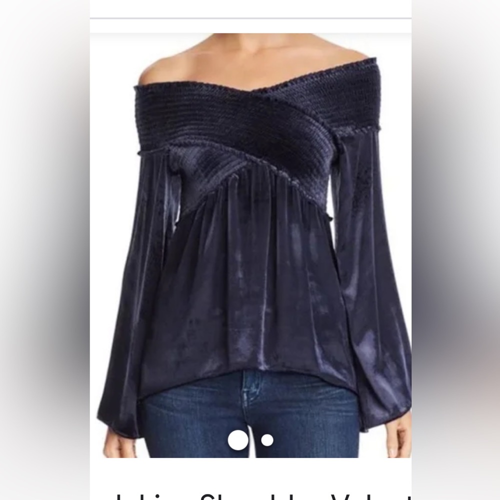 Ramy Brook Lisa velveteen top blue